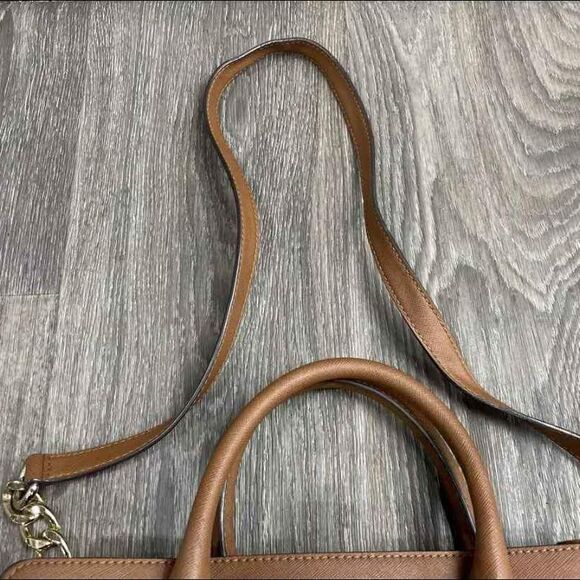 Michael Kors MK Designer Hamilton Saffiano Satchel Tan Purse Handbag - Picture 7 of 10